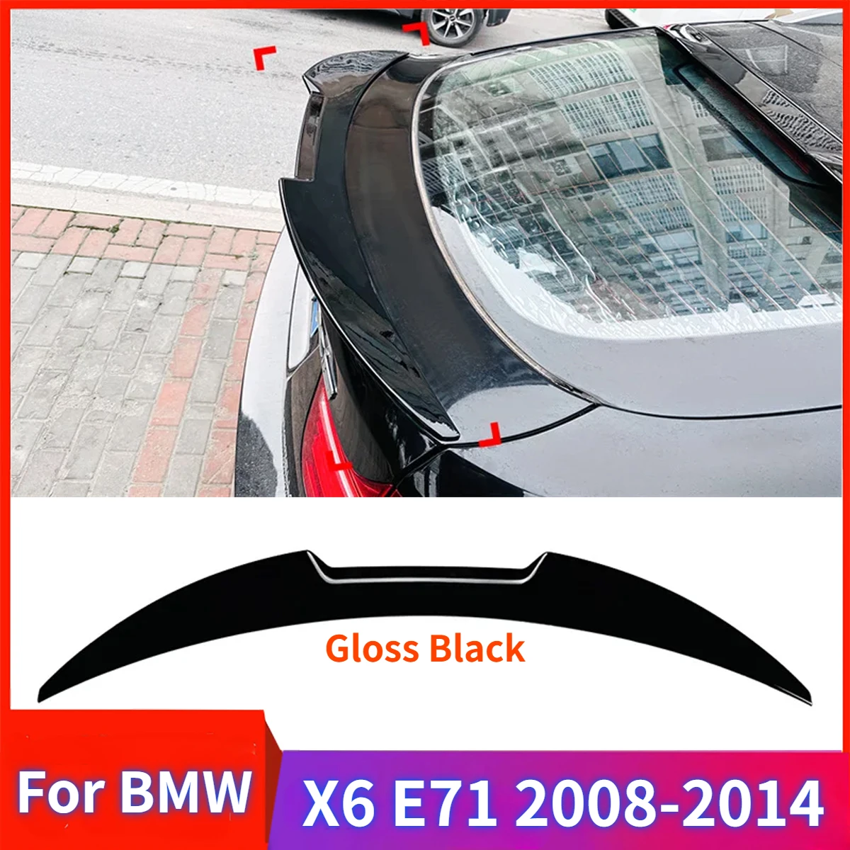 

For BMW X6 E71 2008-2014 Tail Tailgate Splitter Lip Spoilers Rear Trunk Spoiler Wing ABS Tail Trunk Lip Accessories Gloss Black