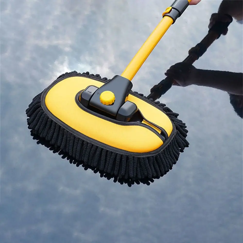 

New Retractable Bent Bar Car Washing Mop Telescoping Long Handle Cleaning Brush Adjustable Car Window Wheel