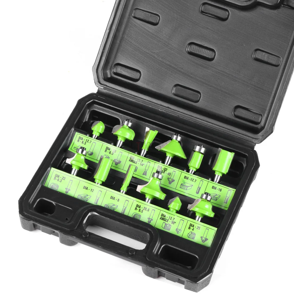 

Набор фрез с ручкой 1/4, прочный обрезной станок из вольфрамовой стали, набор бакелитовых фрез, детали деревообрабатывающего электрического инструмента