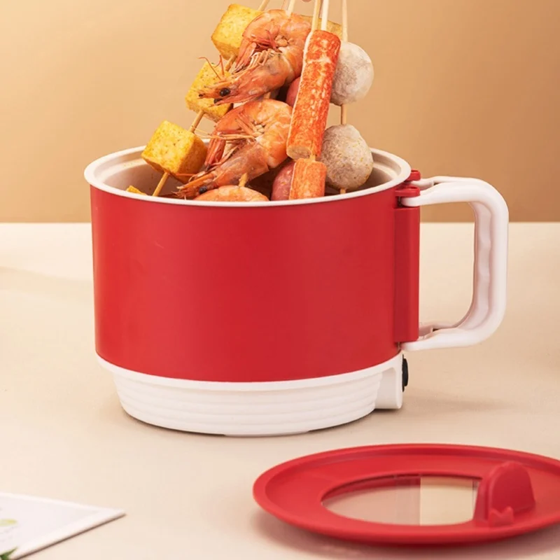 1.8L Electric Cooking Pot Multicooker 450W Efficient Prevents Stick Foldable Handle Electric Hot Pot 220V EU Plug