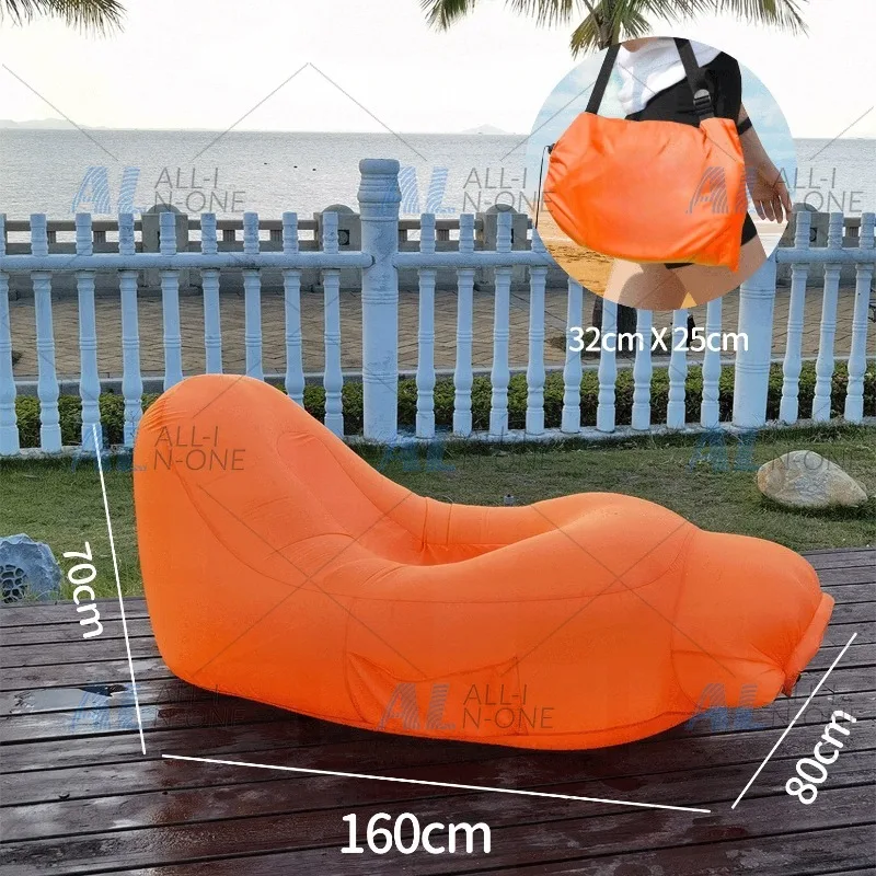Portable Outdoor Anti-tip Inflatable Sofa, Thickened Automatic Fast Inflatable Mattress for Camping Leisure Rest