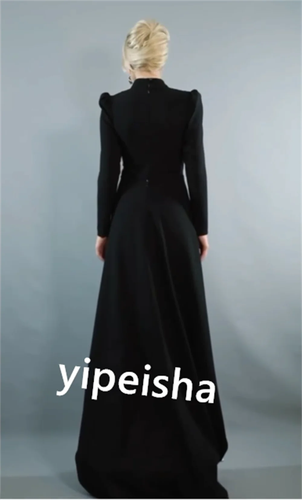 CustomizedJersey Pleat Prom Sheath High Collar Bespoke Occasion Gown Long Dresses
