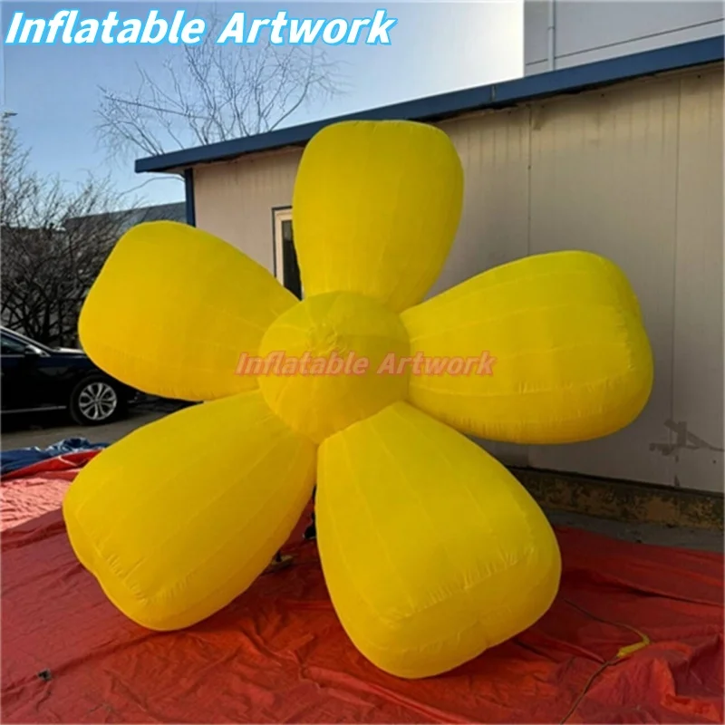 Modelo de flor inflável amarelo gigante decorativo de festa personalizado para brinquedos de design de palco