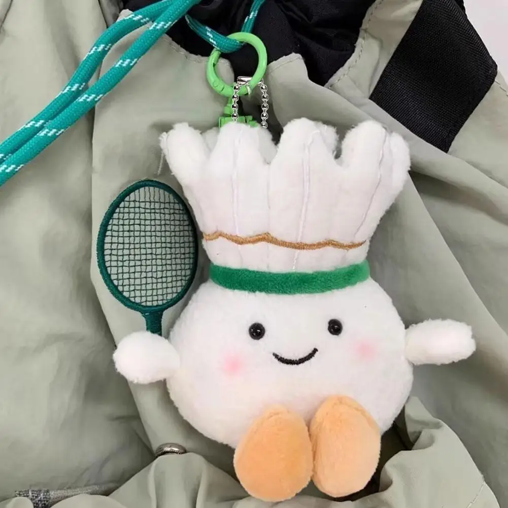 Kawaii Plush Badminton Pendant Cute Key Chain Adorable Plush Badminton Keychain Fluffy Sports Bag Charm Pendant Gifts