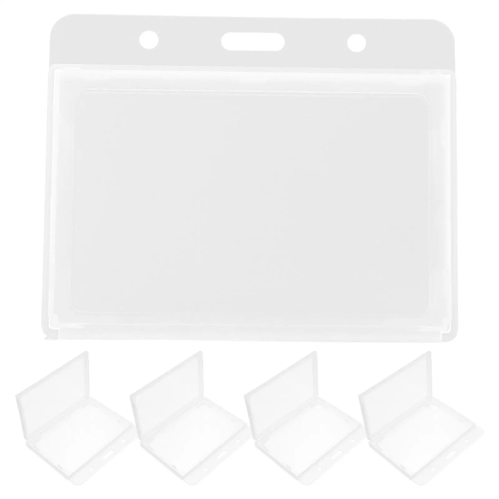

5Pcs Badge Holder Horizontal Hard ID Card Case Frosted Plastic Work Name Tag Suitable Office School Hospital Use