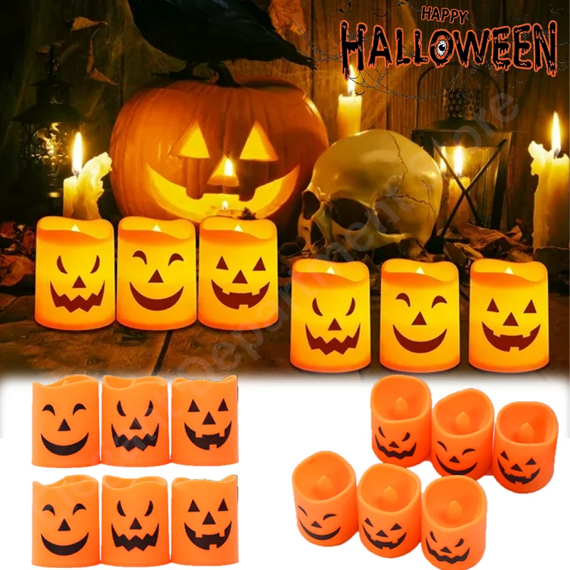 Battery Operated Halloween LED Candles Flameless Safe Tea Lights Indoor Home Decor Party Fake Candles Decor
