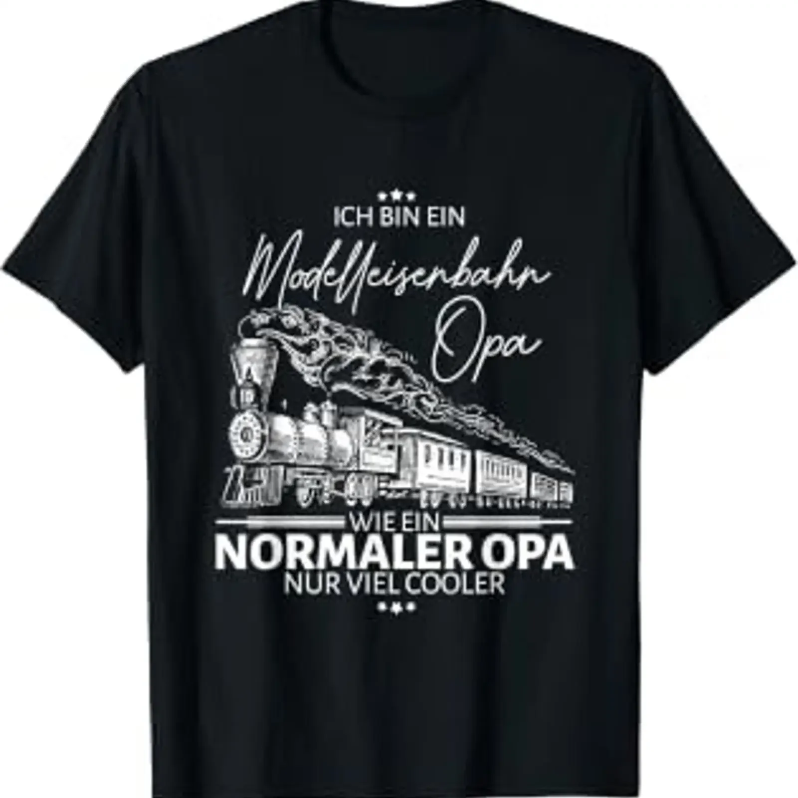 Men's T Shirt with German Text Bin ein MODELLEISENRAHN OPA WIE NORMALER NUR COOLER vintage Washed Soft Comfortable Casual homme