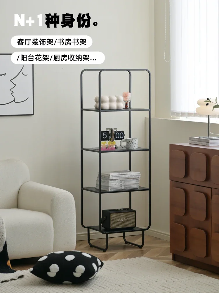 Tiefan Iron Art Bookshelf Integrated Floor to Floor Storage Rack Small Bookshelf Corner Stand Wall Narrow Cabinet Corner Stand