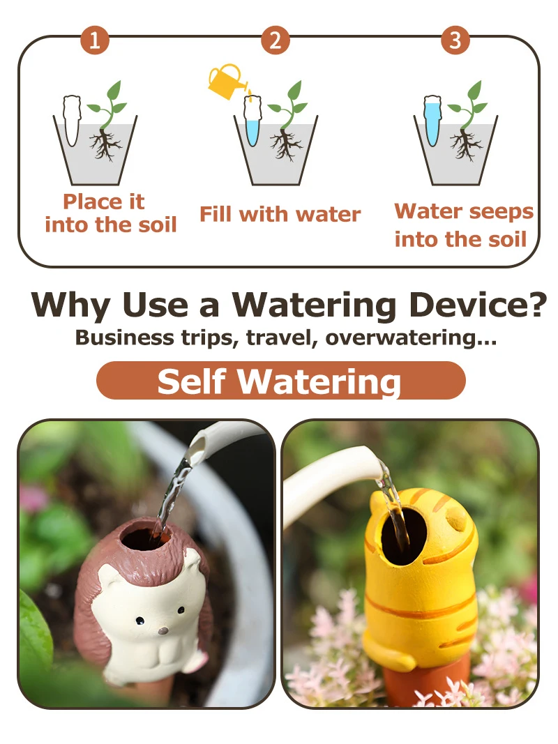 4 Pack Self Watering Devices for Plants, Dwarfs Shaped Automatic Watering Spikes for Indoor & Outdoor Plant, Vacation Plant Care