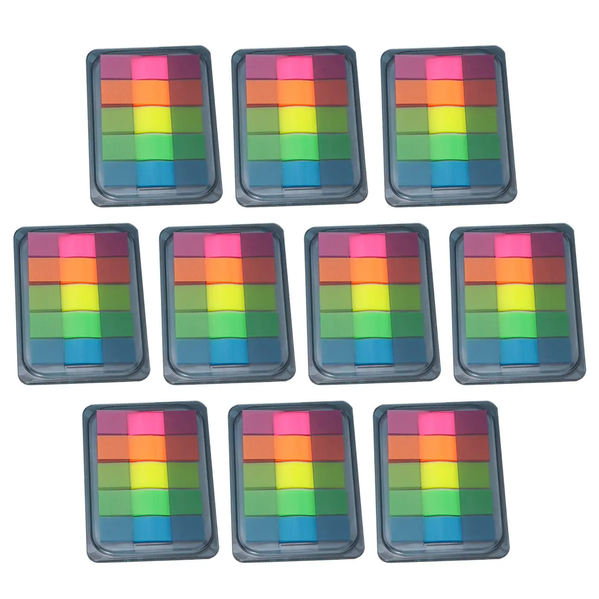 10Pcs Fluorescent Self-Stick Note Pads Removable Index Label Sticker for Office School Page Marking and Study Organization Tab