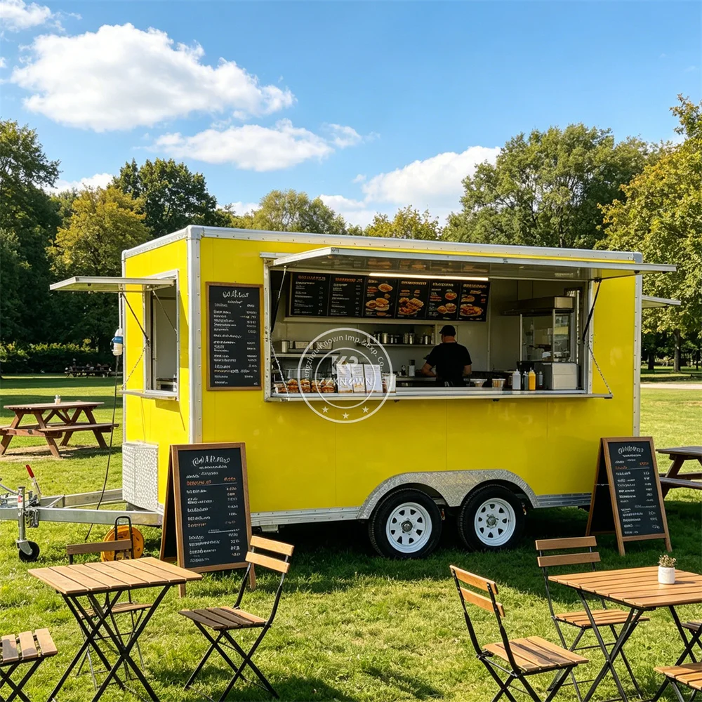 

Customized Coffee Juice Ice Cream Cart Fast Food Truck Street Catering Truck Mobile Food Trailer with Fully Equipped Kitchen