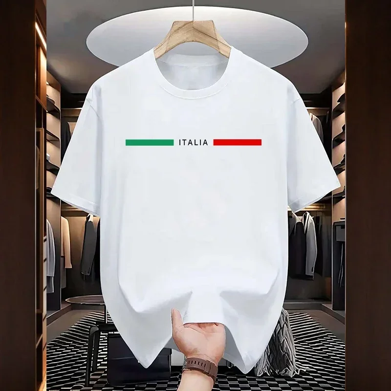 Italy Fashion T-Shirt für Herren, hochwertige 100 % Baumwolle, O-Ausschnitt, kurzärmelig, Sommer, urban, lässig, T-Shirts, Zuhause, Outdoor, Komfort, weiches Oberteil