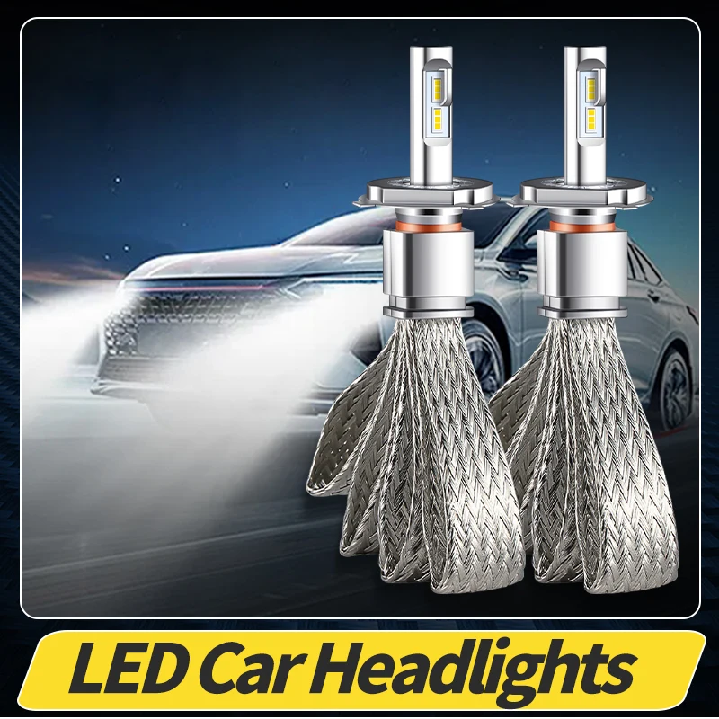 

2PC H7 Car LED Headlight Globe Copper Belt Bulb Light H1 H8 H9 H11 H4 9003 HB2 Hi/Lo Beam 96W 9600LM 12V Auto Headlamp 9012 HIR2