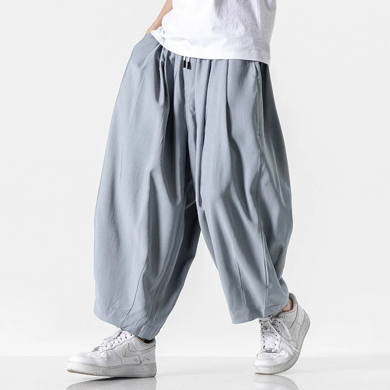 Wide Leg Pants Men Oversize Comfortable Harajuku Jogger Pants Men's Casual Loose Fashion Harun Trousers Elastic Waist Streetwear