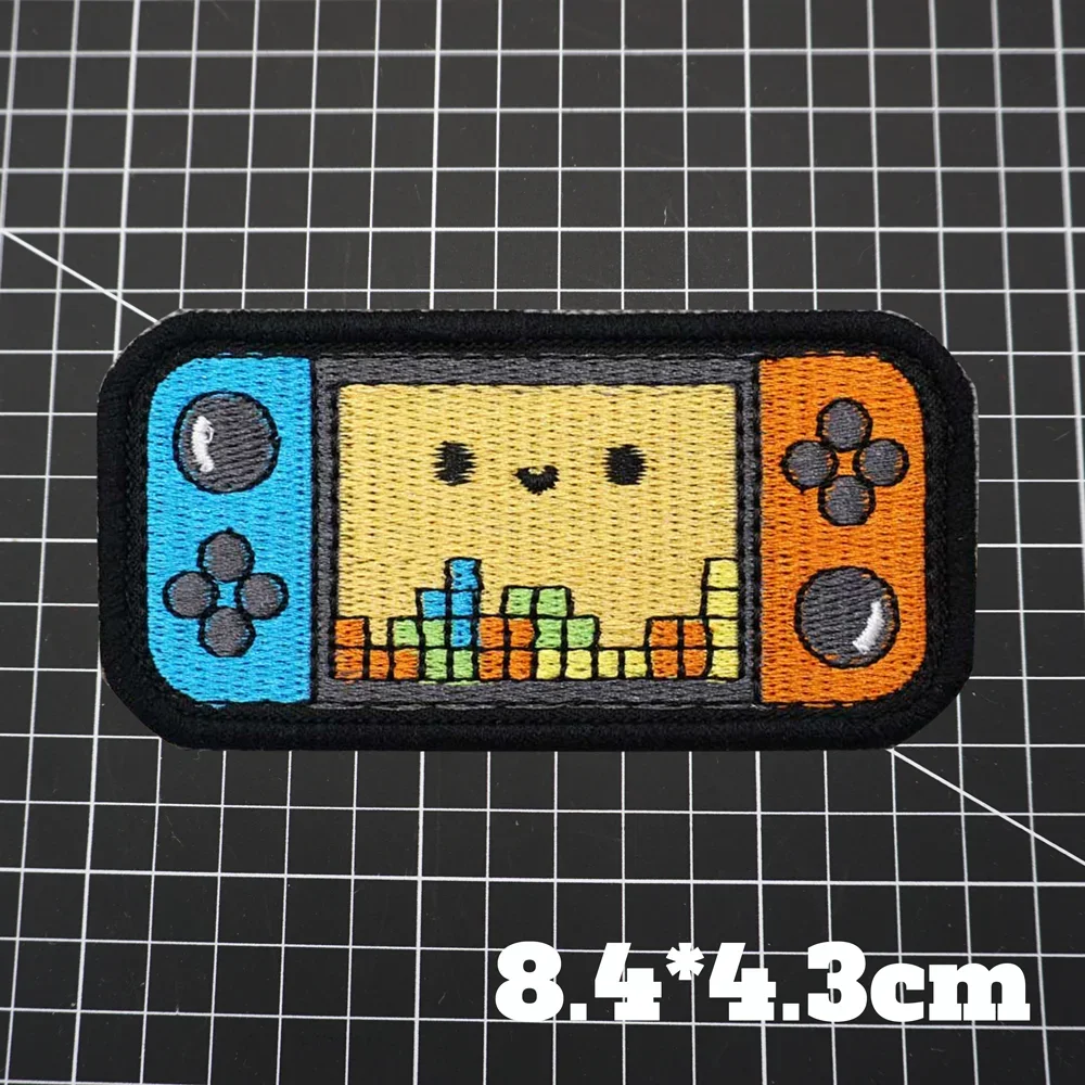 Retro Nostalgic Game Console Emblem Embroidered Hook&loop Patches for Clothing Tactical Morale Badge Backpack Decoration Sticker