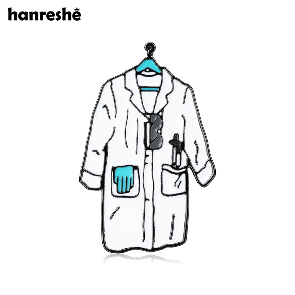Hanreshe lekarz lub naukowiec ubrania broszka chirurgia medyczna laboratorium biały płaszcz emaliowana przypinka plecak przypinka biżuteria prezenty