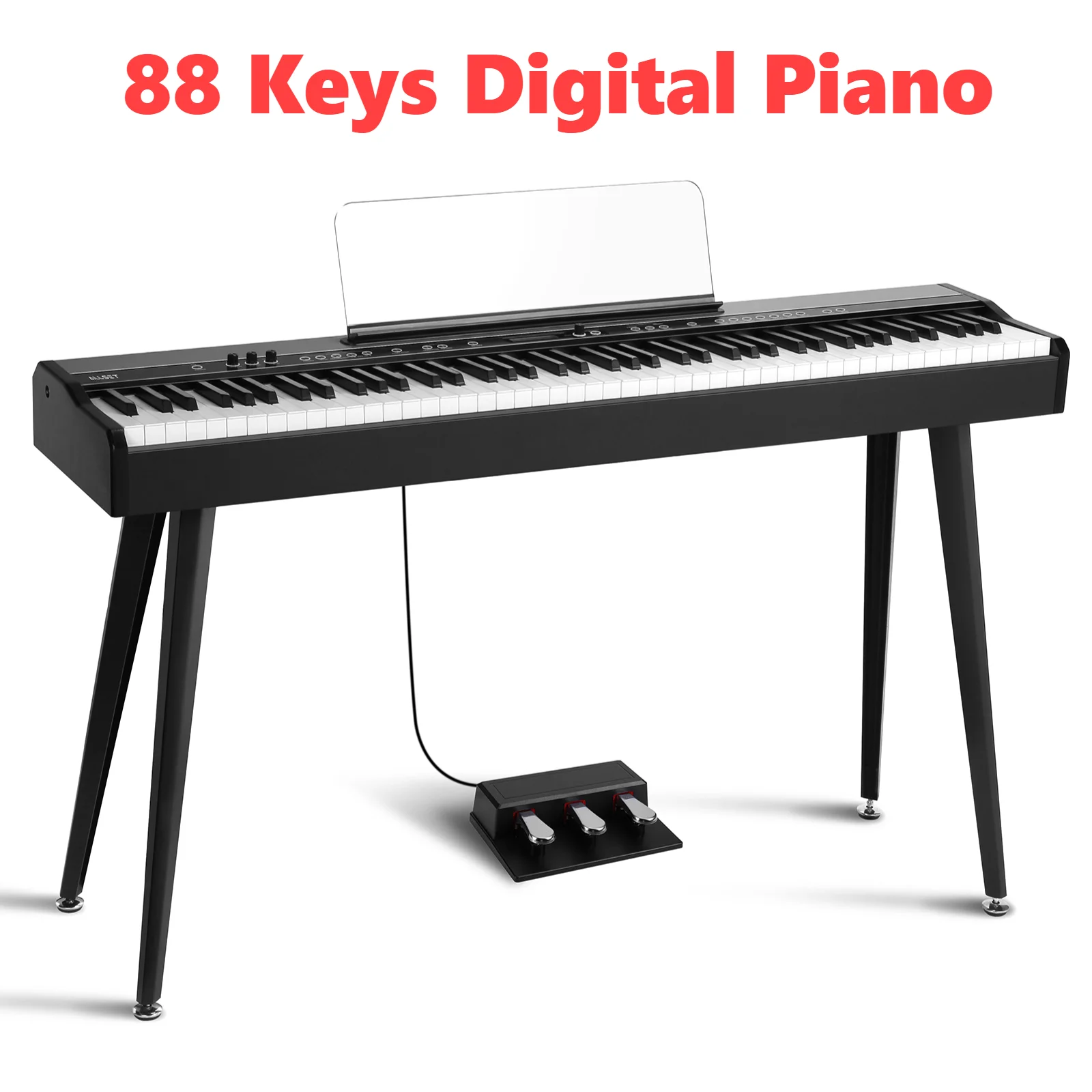 Piano Digital de 88 teclas con acción de martillo, Piano eléctrico profesional con teclado totalmente ponderado, Piano portátil de 3 pedales para principiantes
