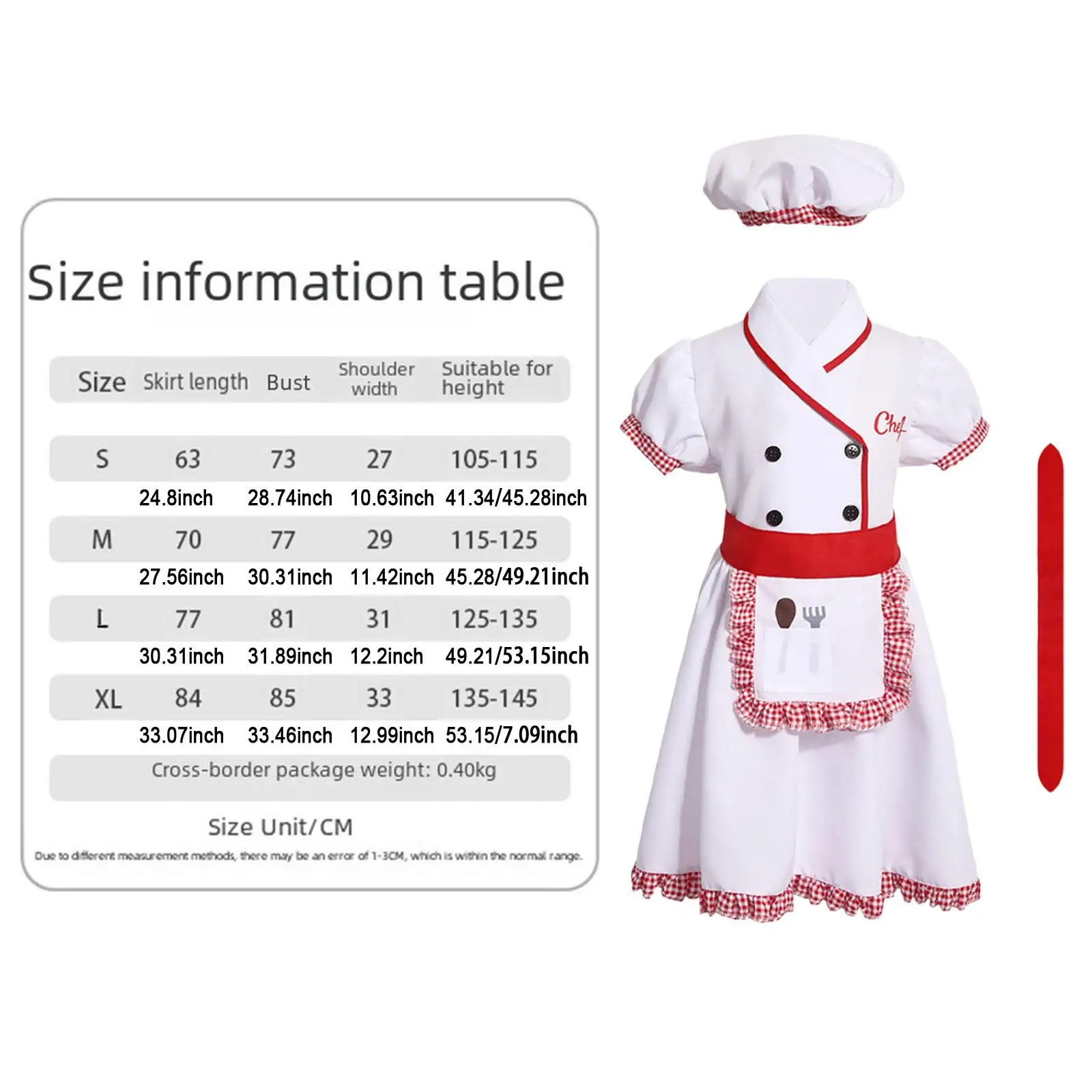 Strój szefa kuchni dla dzieci, zabawny i uroczy, akcesoria kuchenne dla dzieci na imprezy tematyczne, przebrania, maskarady, odgrywanie ról szefa kuchni.