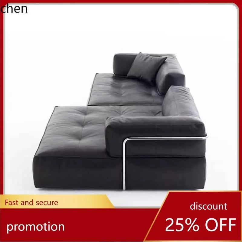 HT Vintage Style Tofu Block Combination Movable Stainless Steel Backrest New Modular Leather Fabric Sofa