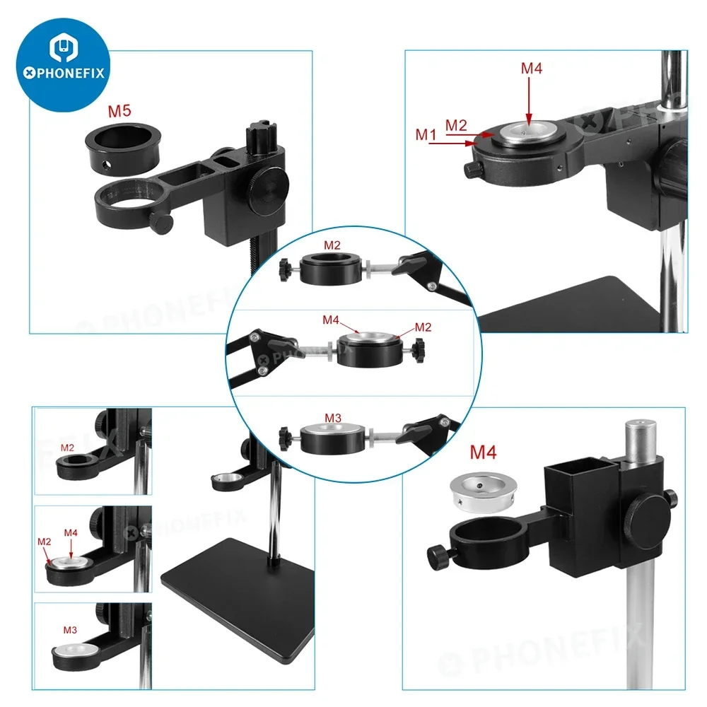 Microscope C Mount Lens Adapter Holder Ring for Digital Industrial Video Camera Focusing Bracket Phone PCB Repair Tool Set