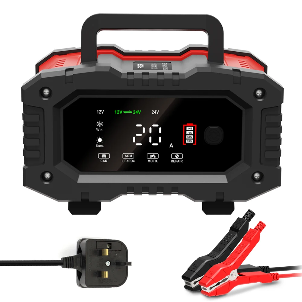 

Smart Battery Charger for Car Motorcycle Battery Repair Auto Moto Lead Acid AGM Lithium LiFePo4 Batteries 12V20A/24V 10A