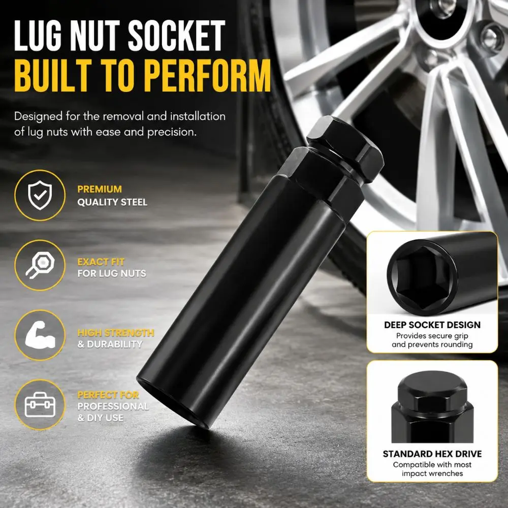 Chrome Plated Wheel Lug Nut Socket Adapter Durable Universal Hex Socket Wrench Anti-Rust Rim Lug Nut Lock Removal Wheel Repair