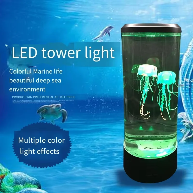 Jellyfish Lamp Color-Changing LED 7Colors Mood Aquarium Ocean Night Light Bedroom Desktop Decor Light Birthday Gift for Kids