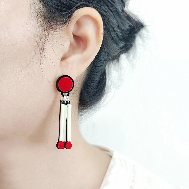 KUGUYS Matchstick Long Dangle Drop Earrings for Women Fashion Acrylic HipHop Jewelry