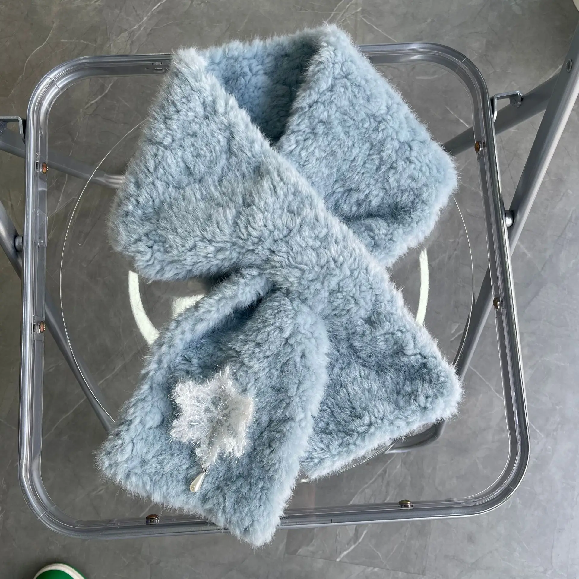 أفخم وشاح الشتاء فو الفراء ندفة الثلج تصميم النساء الفتيات وشاح لينة أفخم الأوشحة طوق الرقبة دفئا الاشياء 2025 هدايا عيد الميلاد #6