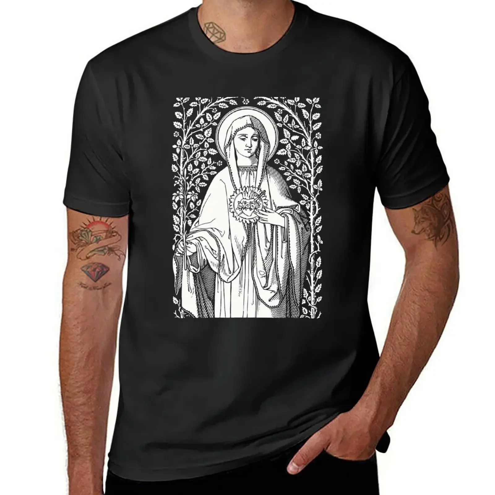 Vintage Virgin Mary Catholic T-Shirt boys whites valentines boutique clothes mens graphic t-shirts anime