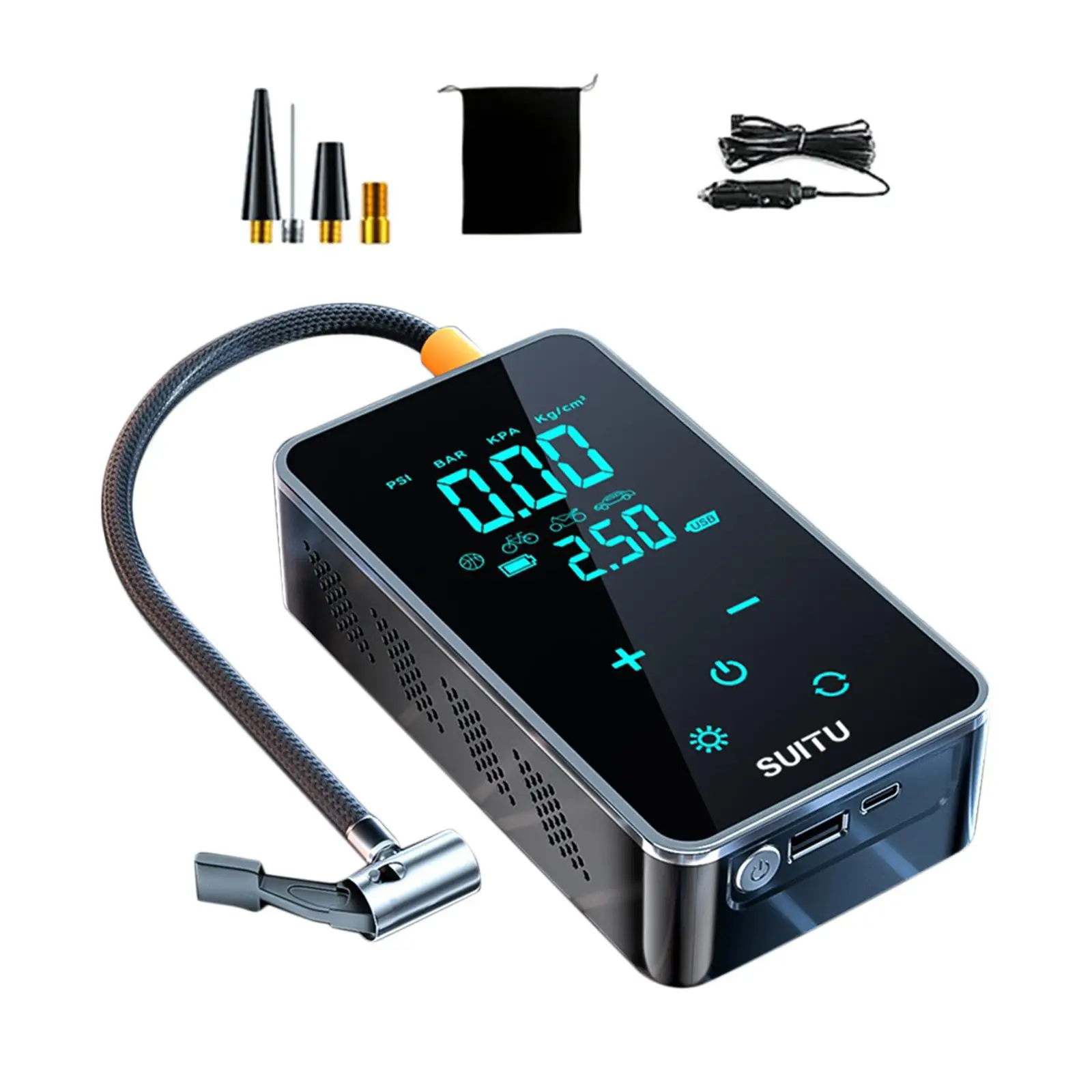 Tire Pump Tire Inflator Multifunctional Portable with Cable 5V1A 25L/Min Inflatable Bed 7.4V Mini Air Compressor Car Air Pump