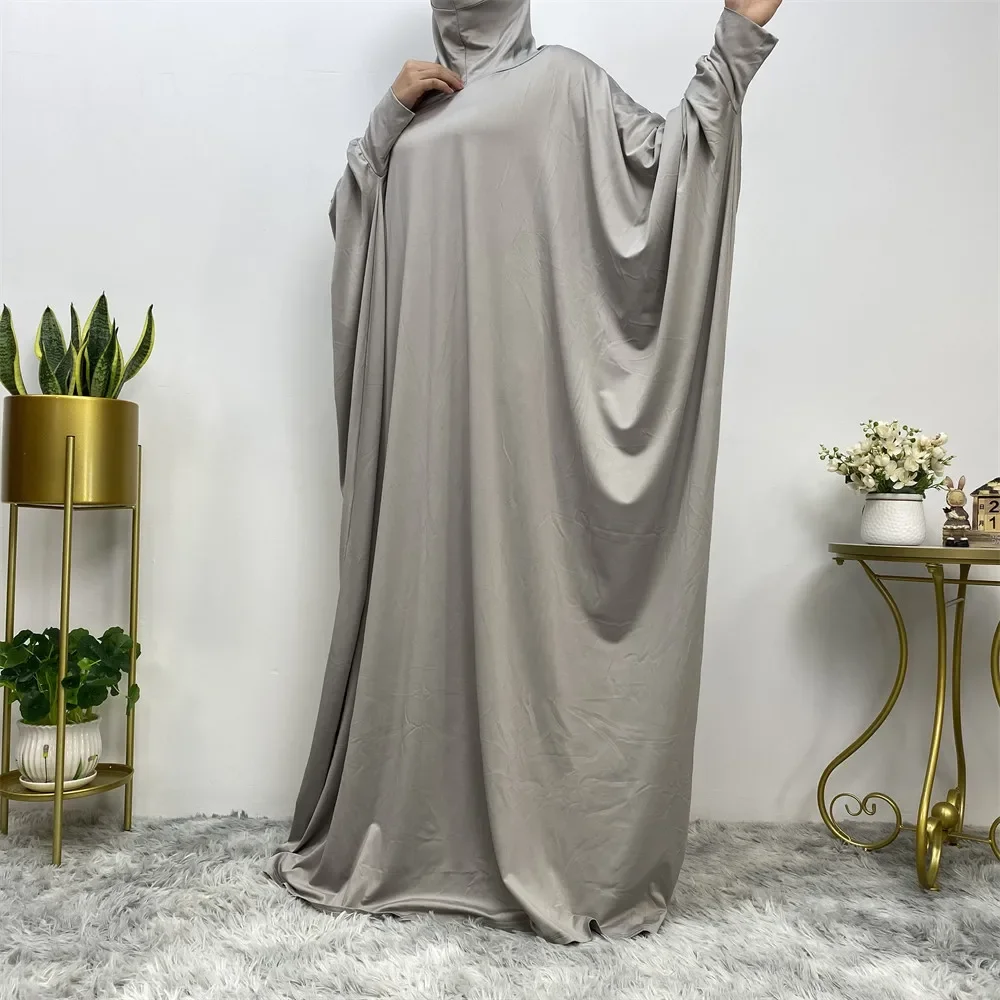 Hooded Abaya Eid Muslim Women Prayer Garment Batwing Sleeve Dress Islamic Abayas Kaftan Dubai Turkey Robe Overhead Burqa Caftan