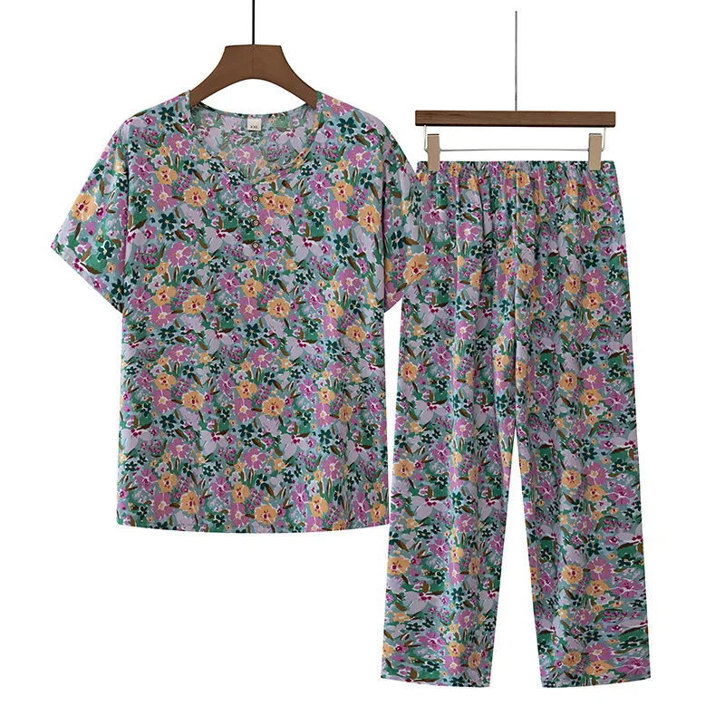 Nonna Summer Outfit Sleepwear manica corta pigiama da donna set Home Wear due pezzi Cool Conjuntos De Pijama Feminino XL-4XL