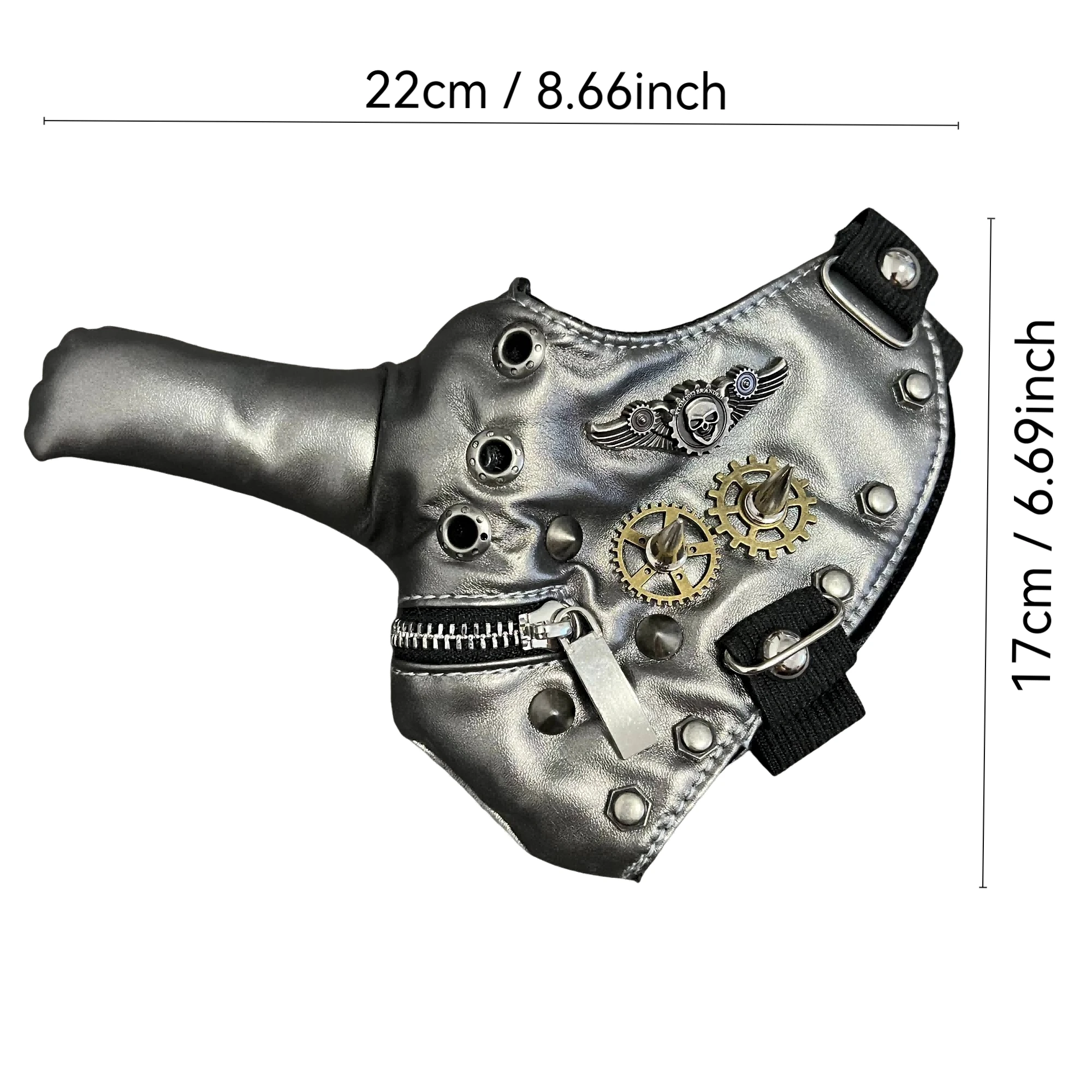 Masque en PU à long nez de style steampunk pour hommes et femmes, accessoires de cosplay, masque de moto, habillage de fête d'Halloween