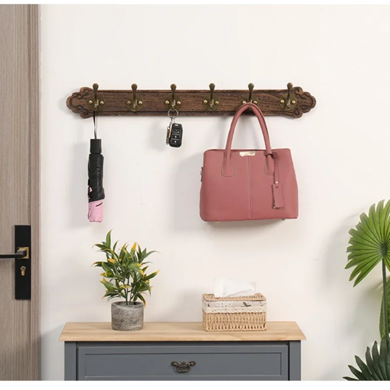 Solid Wooden Coat Rack Luxury Wall Hangers with 4/5/6/7/8 Hooks Clothes Keys Storage Holder for Entrance Hall Furniture