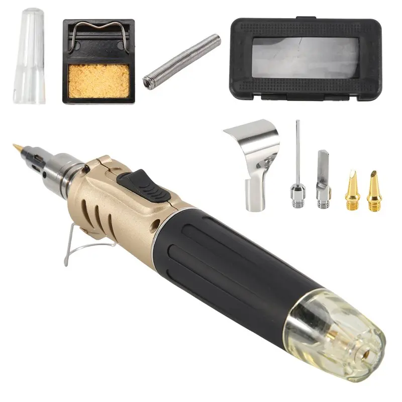 B69C HS-1115K 10-In-1 Multifunction Gas Soldering Iron Case Set Lighter Spray Set Welding Equipment