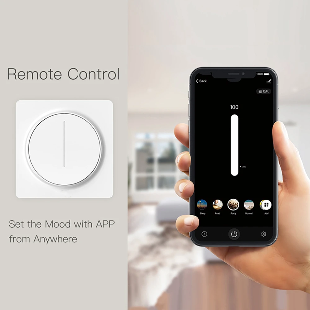 

[NEW!A93G】 Tuya Smart Wifi Dimmer Switches, Press Dimmable Panel Light Switch 100-240V, Compatible With Alexa Google Home EU Plu
