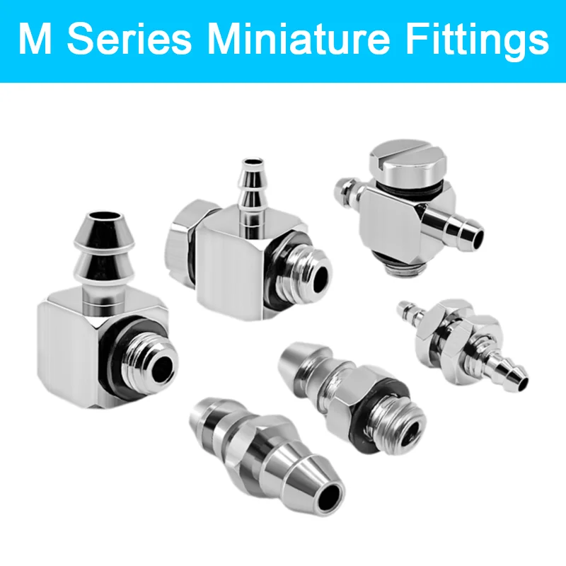10pcs/pack M Series Miniature Fittings M-5AU-4 M-5ALU-4 Male Barb Pneumatic Pipe Air Hose Quick Fitting Mini Connector