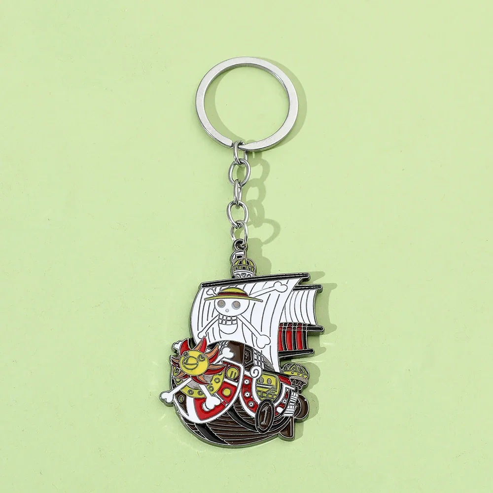 One Piece Cartoon Metal Keychain Pirate Corsair Metal Pendant Key Chain Bag Backpack Keyrings Ornament Gifts Monkey D. Luffy