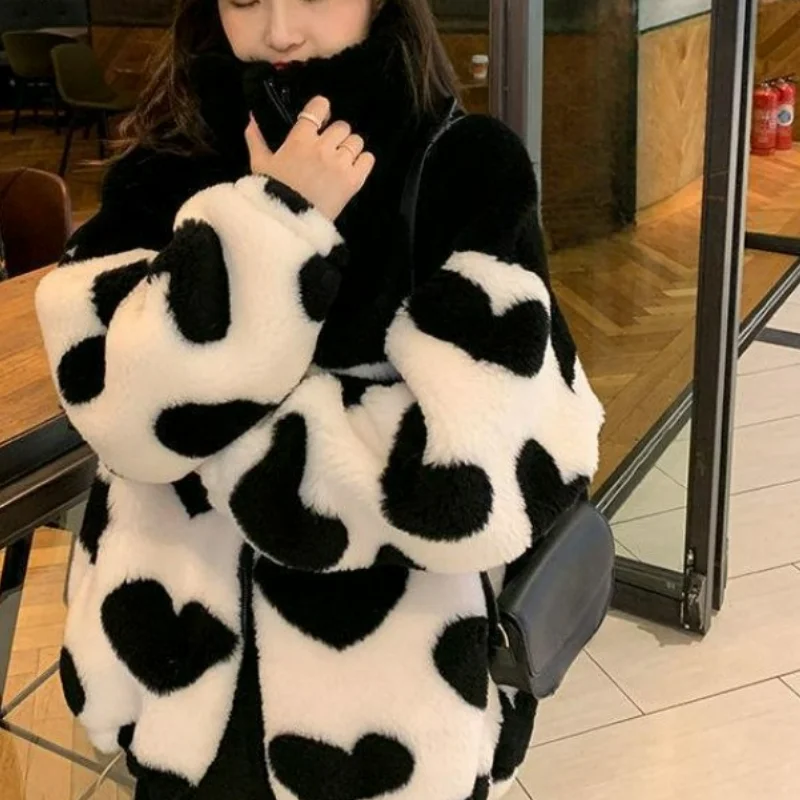 Lamb Wool Plush Coat Women's 2022 Winter New Small Salt Series Medium and Long Love Fur Thickened Cotton Coat Comfortable Simple