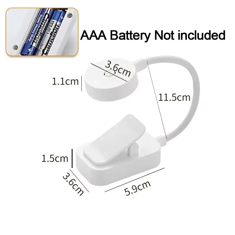 Portable LED Clip Book Light 3 Lighting Modes Eye Protection Battery Operated Student Bedside Reading Table Lamp
