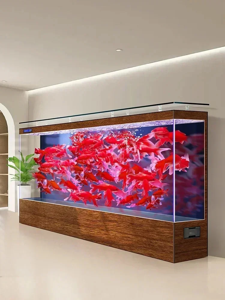 

New ecological fish tank living room large ultra-white glass water-free integrated aquarium