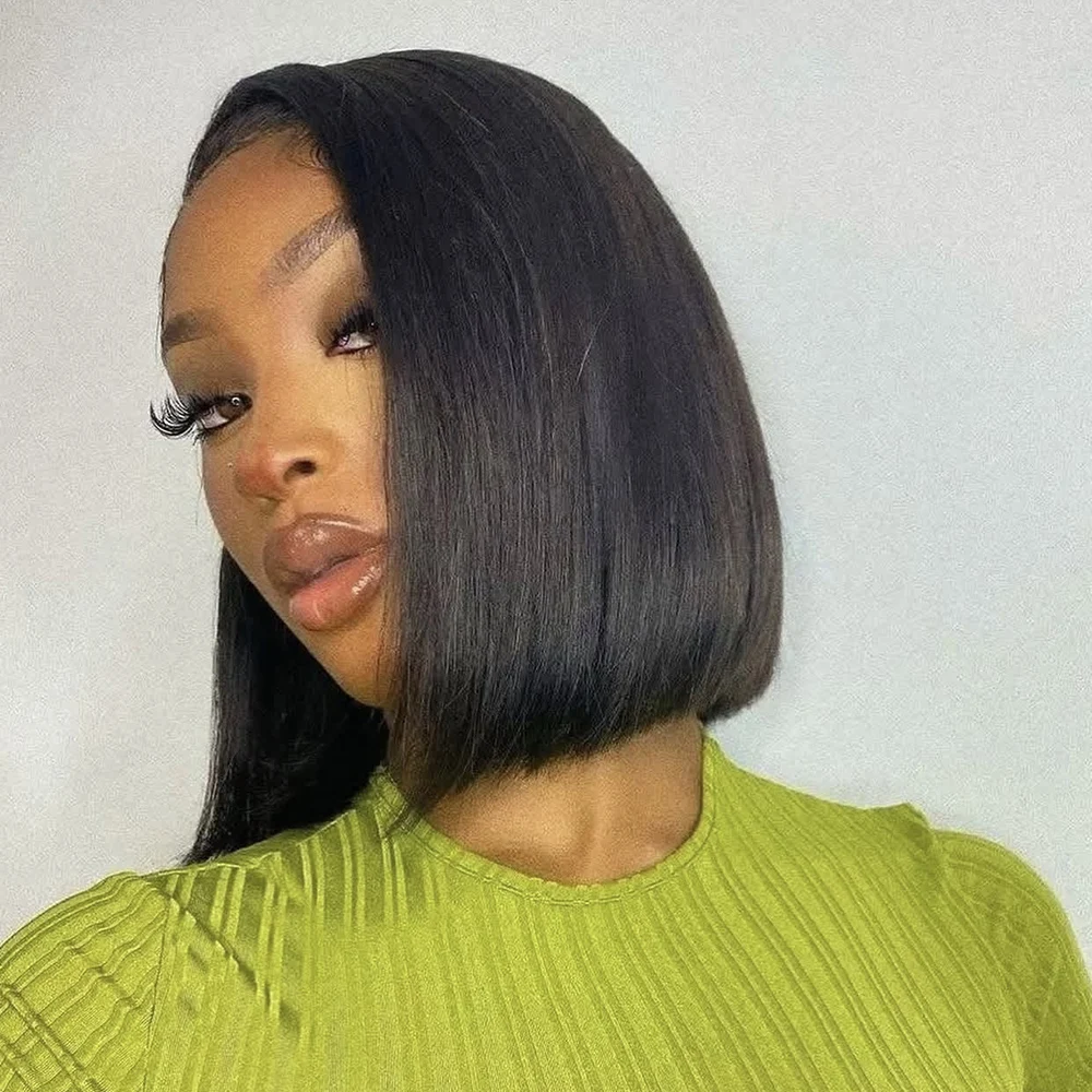 

Парик-каре из натуральных волос 13x4 HD Lace Front, 14 дюймов, прямой, короткий, предварительно прорезанный, с бэби-хейзером, без клея, натуральный цвет, для женщин