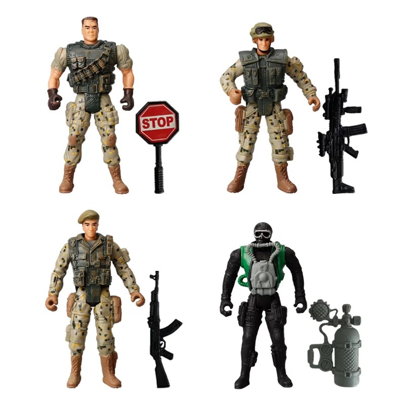 4Pcs Military Soldaten Modell Kinder Spielzeug Camouflage Uniform Action Figur Soldat Kunststoff Modell Spielzeug für Jungen Pädagogisches Spielzeug