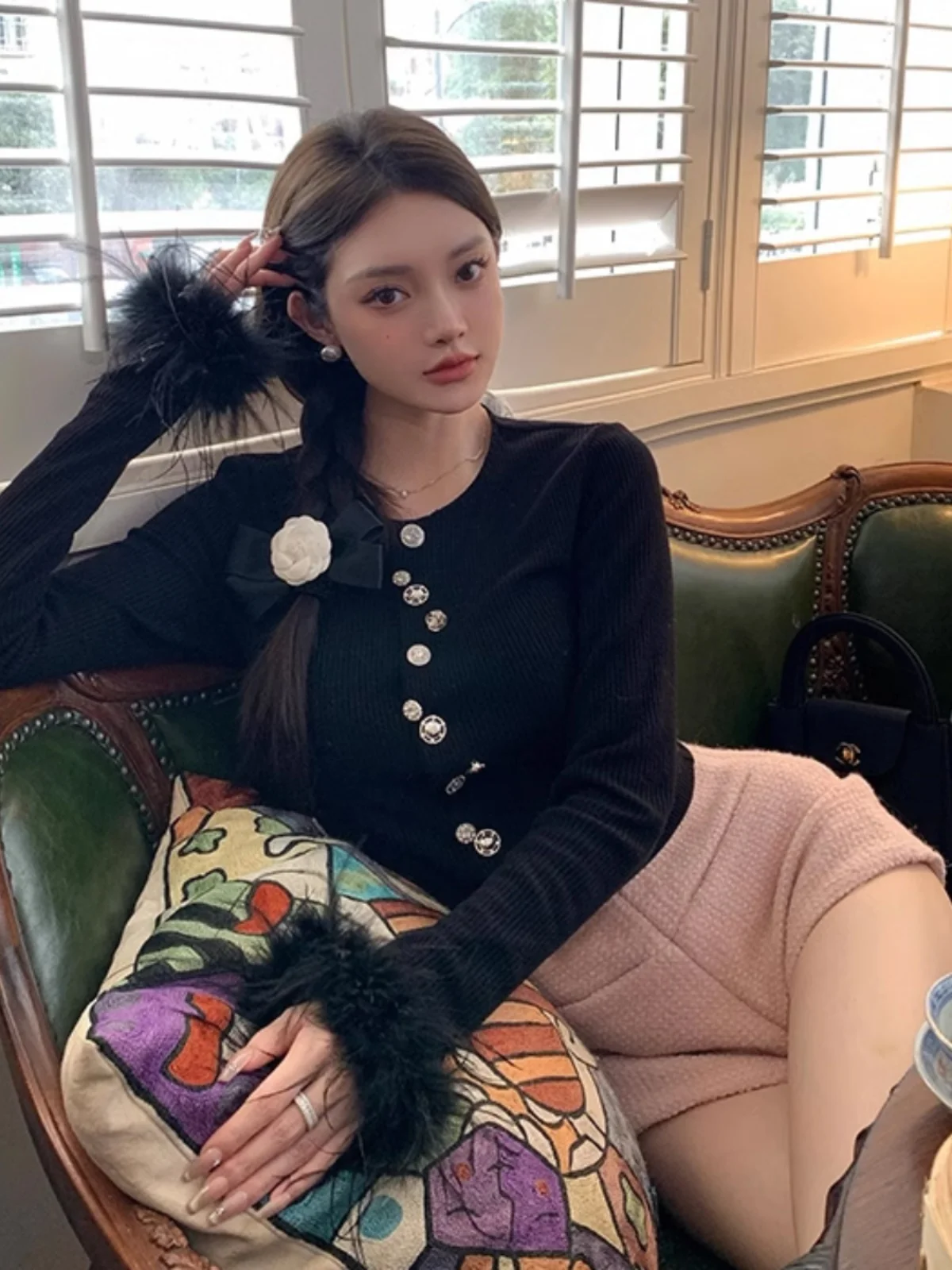 

Ele Bla Knitted Open Cardigan Women's Inner Wear Beautiful Top Quali Polyester Fiber Commute Sle Long Sve Regula...