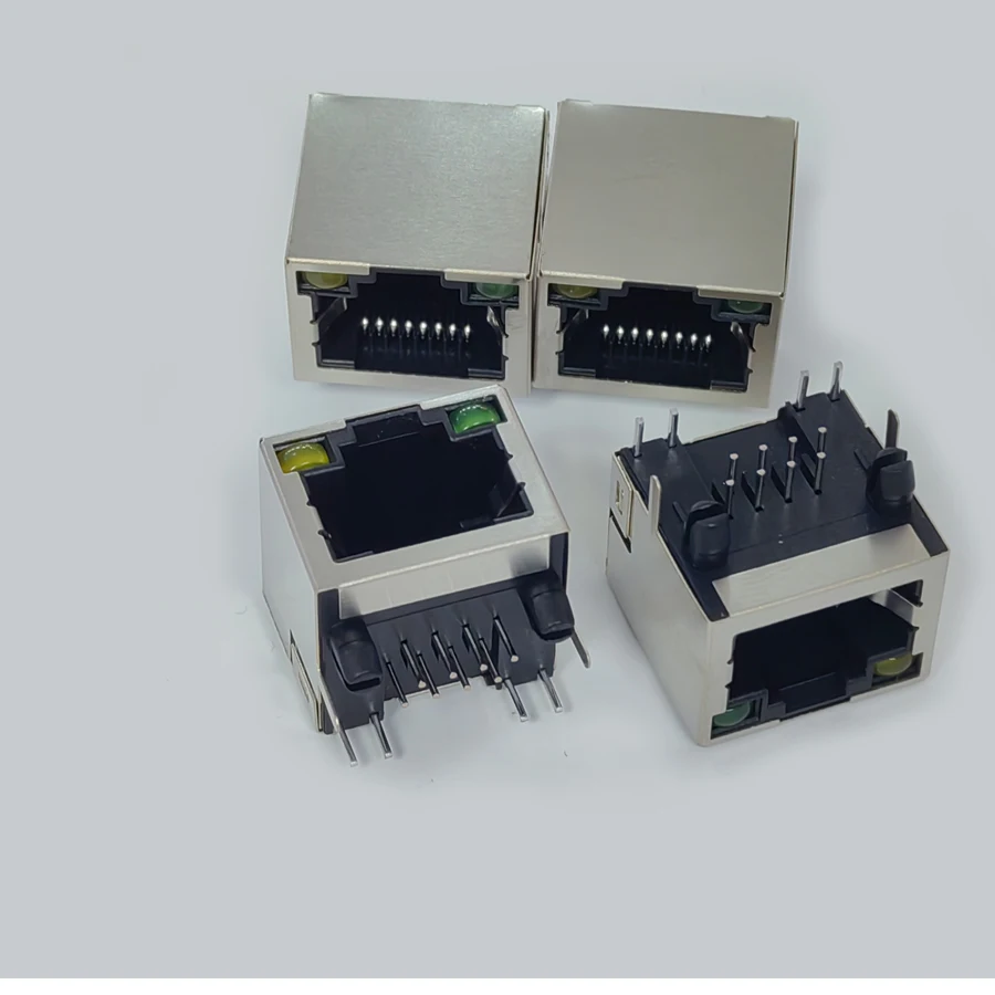 20PCS/Lot 56 RJ45 8P8C Female Jack/Socket Connector Type Steel Shield Network 90-Degree With LED
