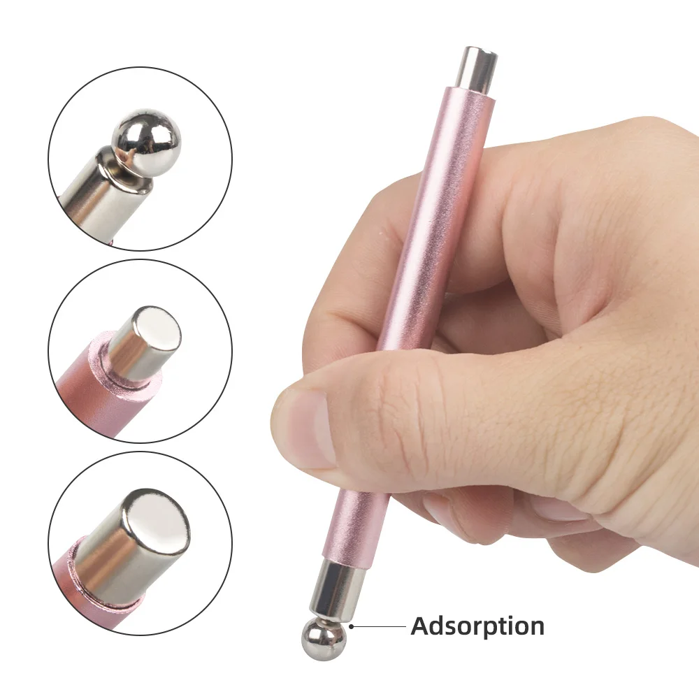 1pcs Double Head Magic Wand Cat's Eye Magnet Stick Cylindrical Nail Art Tool for UV/LED Gel Polish with Magnet Ball New Version