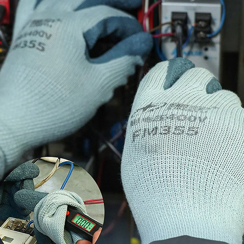 Guantes de protección de mano de obra antielectricidad, guantes de protección de seguridad de goma para electricista, protección antideslizante para trabajo, guantes aislados