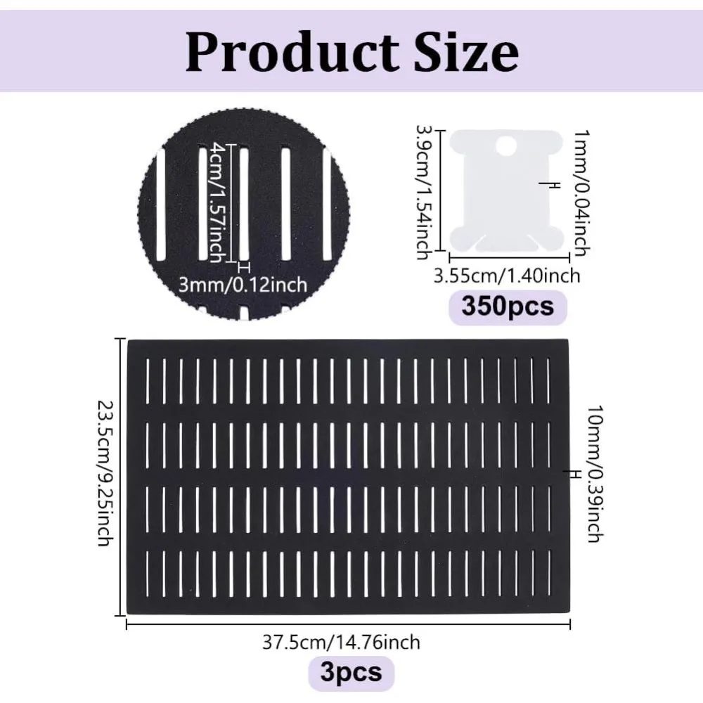 3 Pcs EVA Foam Insert with Embroidery Floss Bobbins Embroidery Floss Organizer Foam with 350 Pcs Plastic Embroidery White Floss