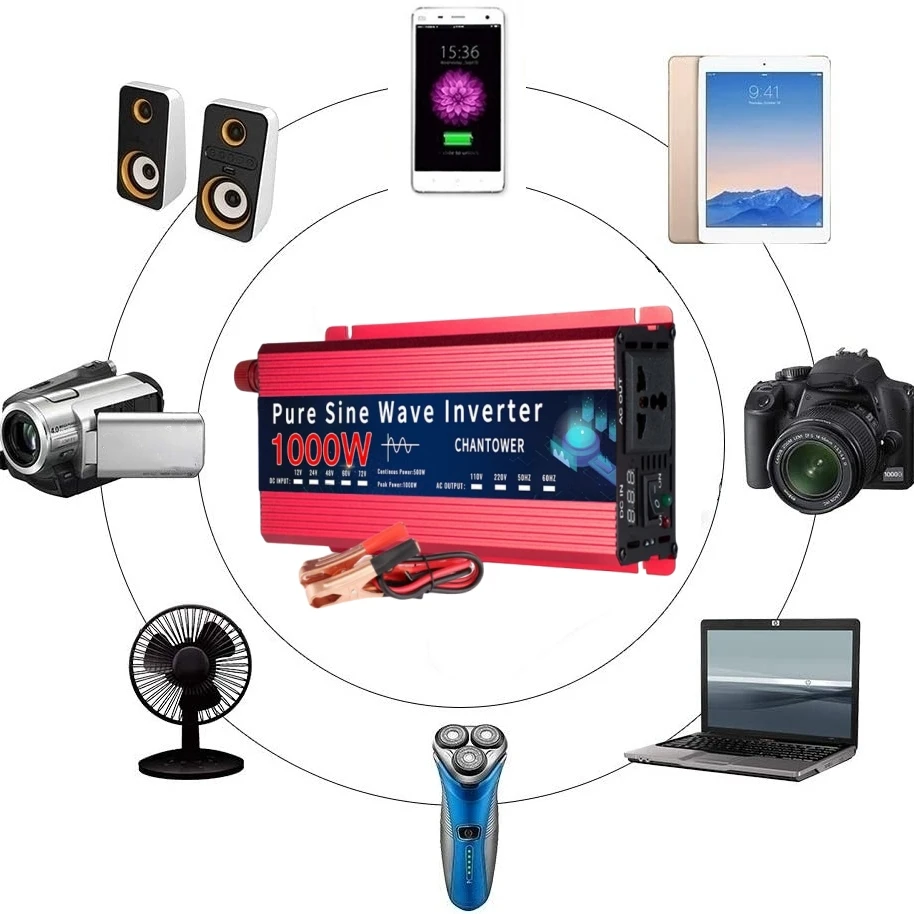 Pure Sine Wave Inverter DC 12V/24V/48V/60V/72V to AC 220V/110V 1000W 2000W 3000W 4000W 5000W Power Converter Car Solar Inverter